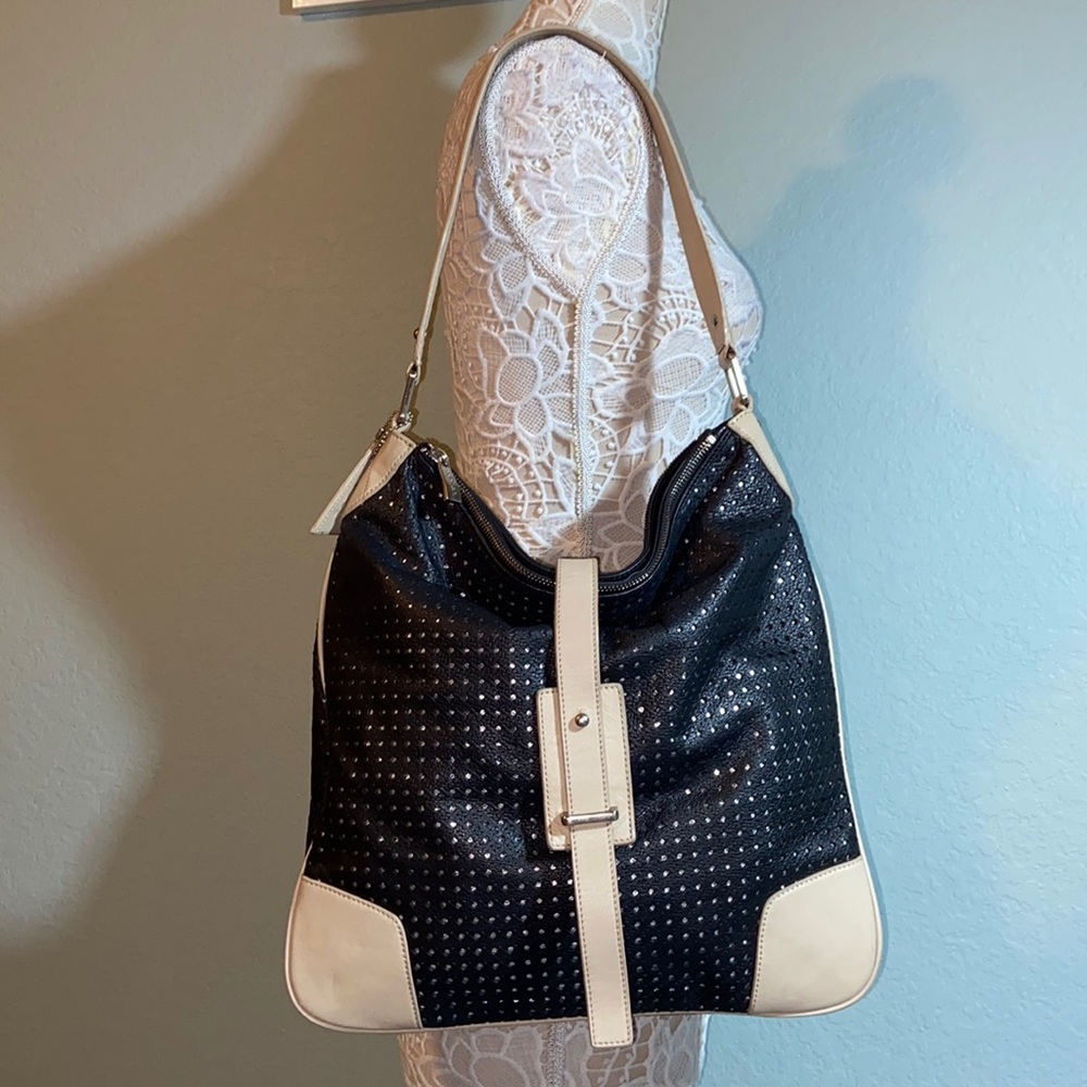 Sorial perforated Leather shoulder bag